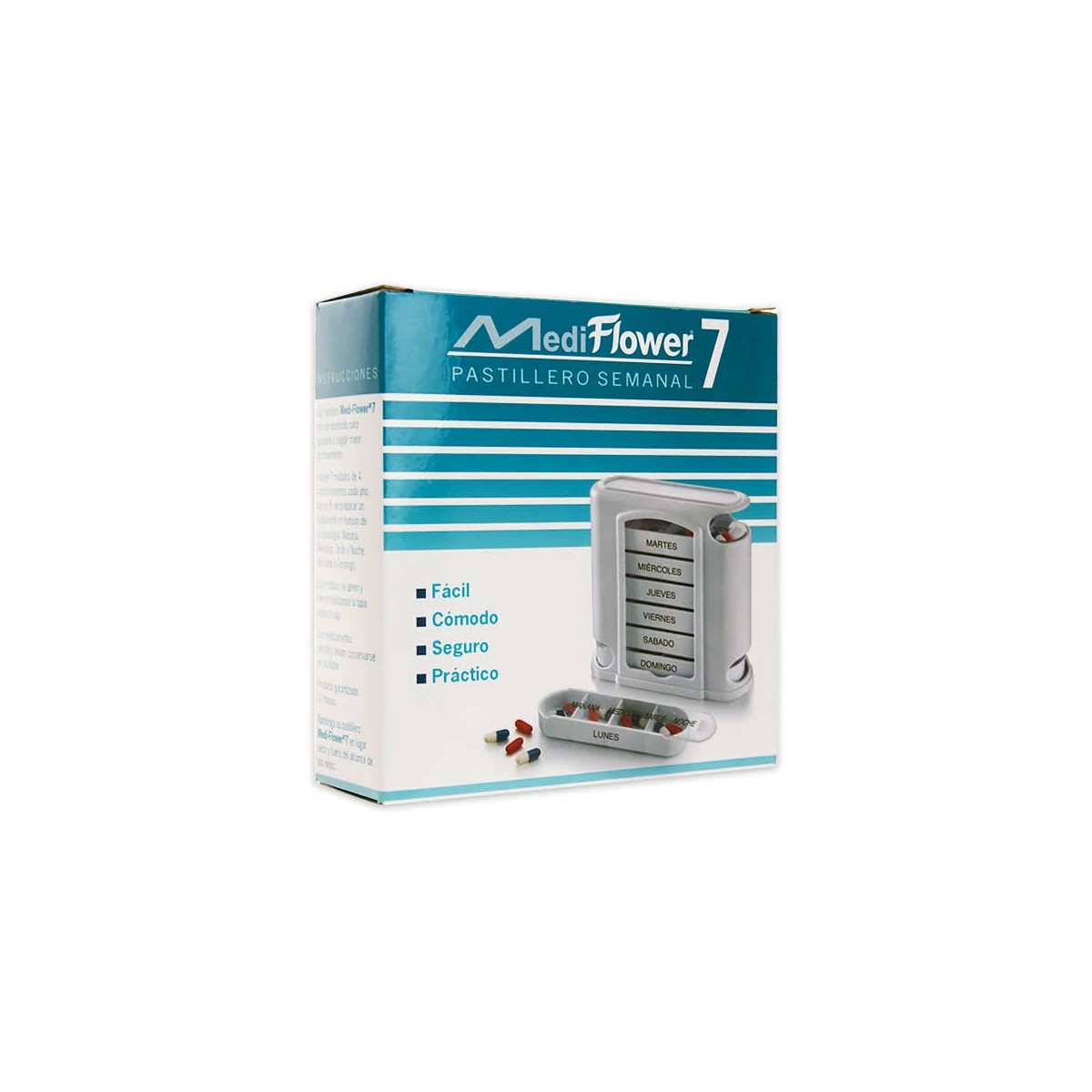 mediflower pastillero semanal con 7 modulos