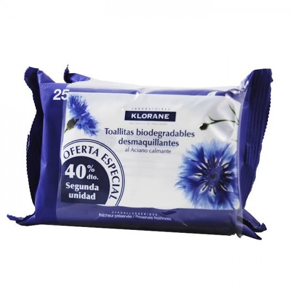 klorane al aciano toallitas desmaquillantes 25 unidades