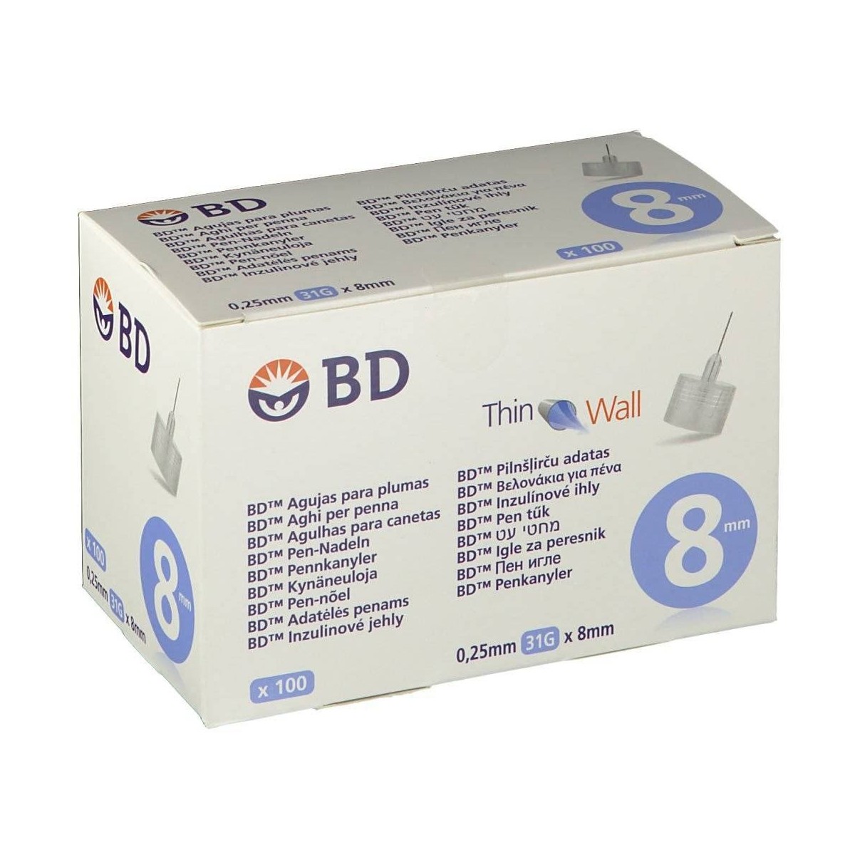 aguja para plumas esteril bd 31 g 025 mm x 8 mm 100 ucaja