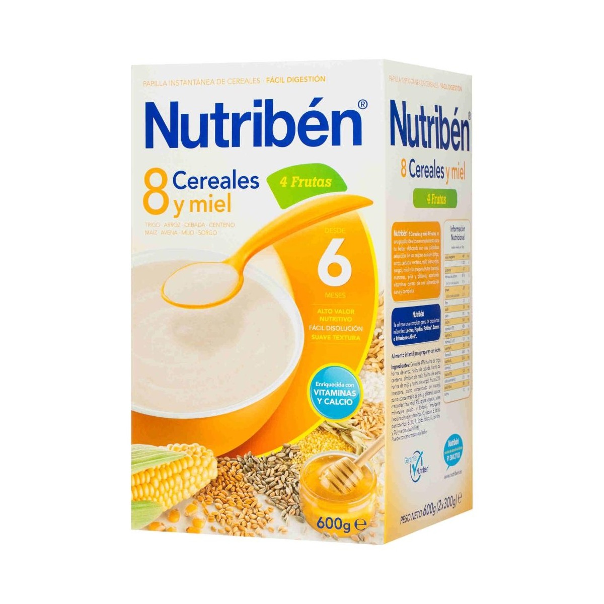 nutriben 8 cereales y miel 4 frutas 600 g