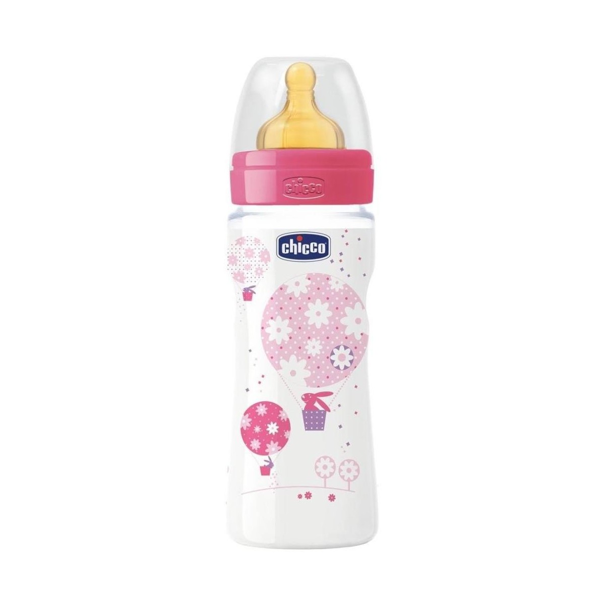 chicco biberon 330ml caucho flujo rapido rosa