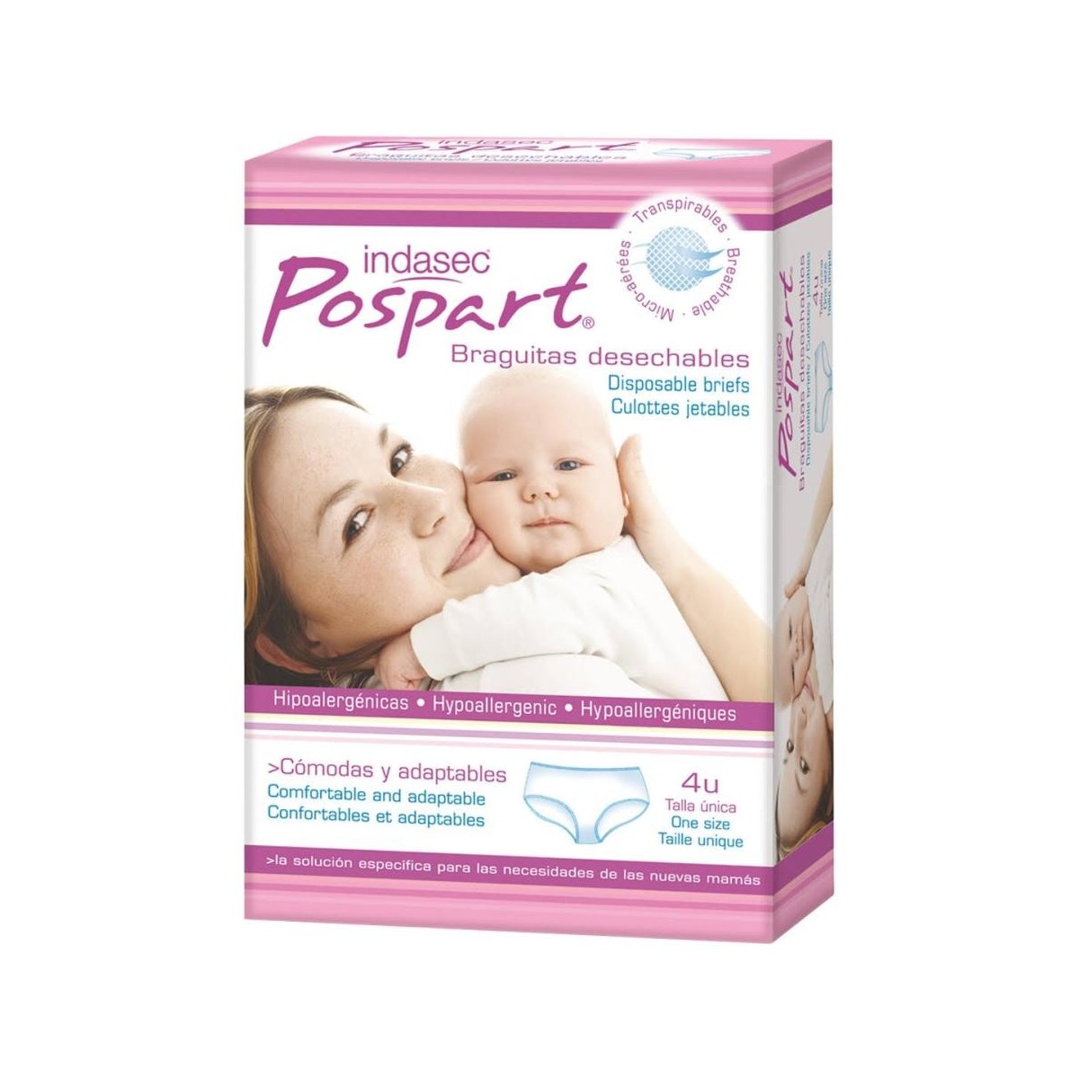 indasec braguitas pospart desechables 4 uds