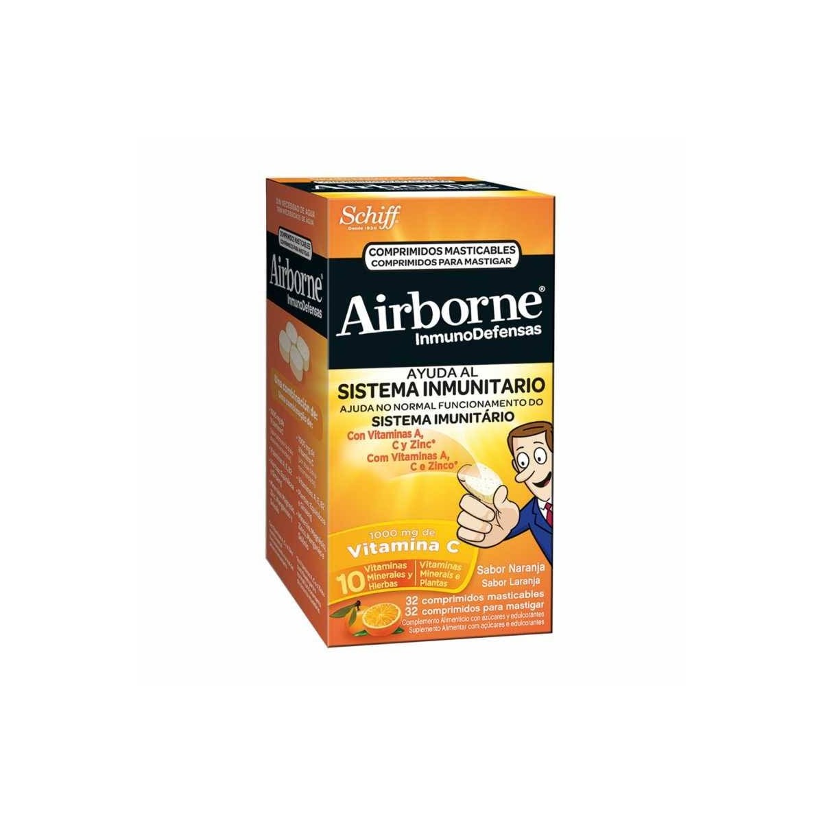 airborne inmunodefensas 32 comprimidos masticables naranja