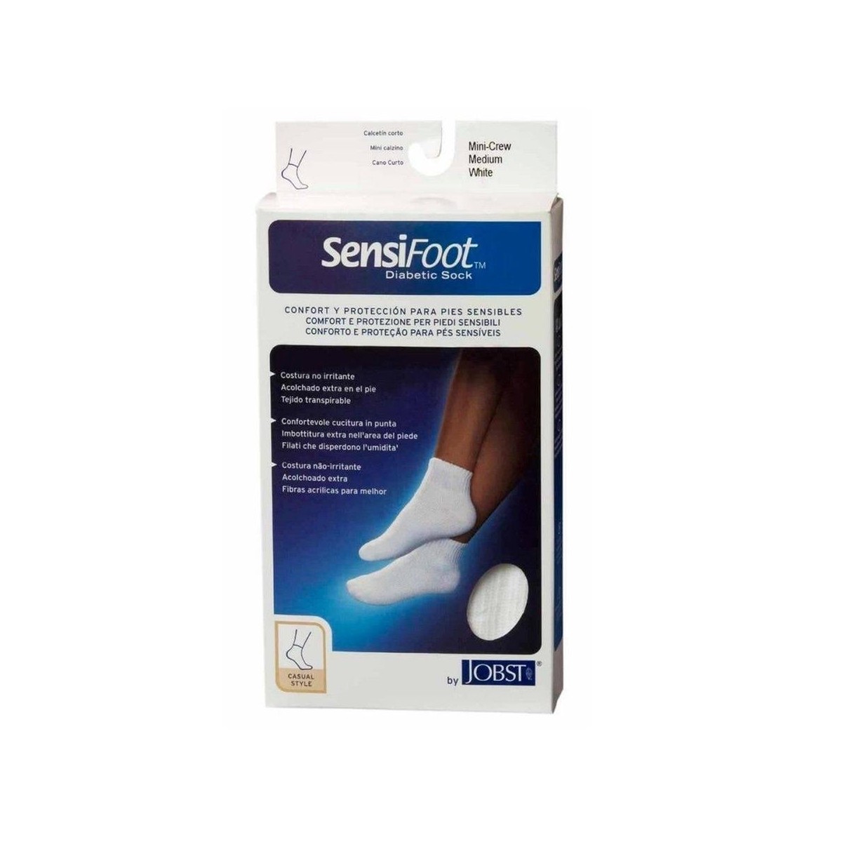 calcetin sensifoot diabetes corto blanco tm para pie diabetico
