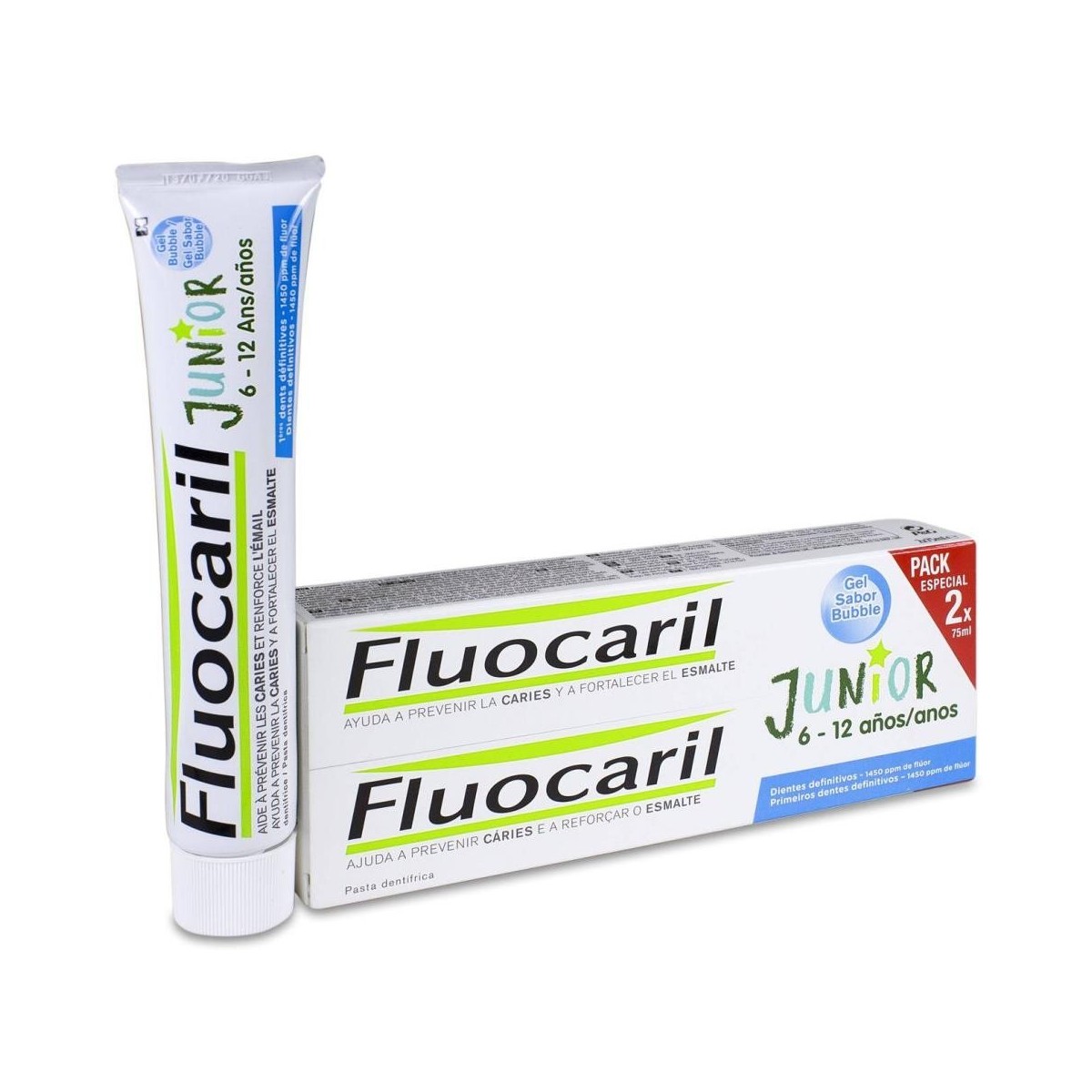 fluocaril gel bubble junior 6 12 2x75ml promo