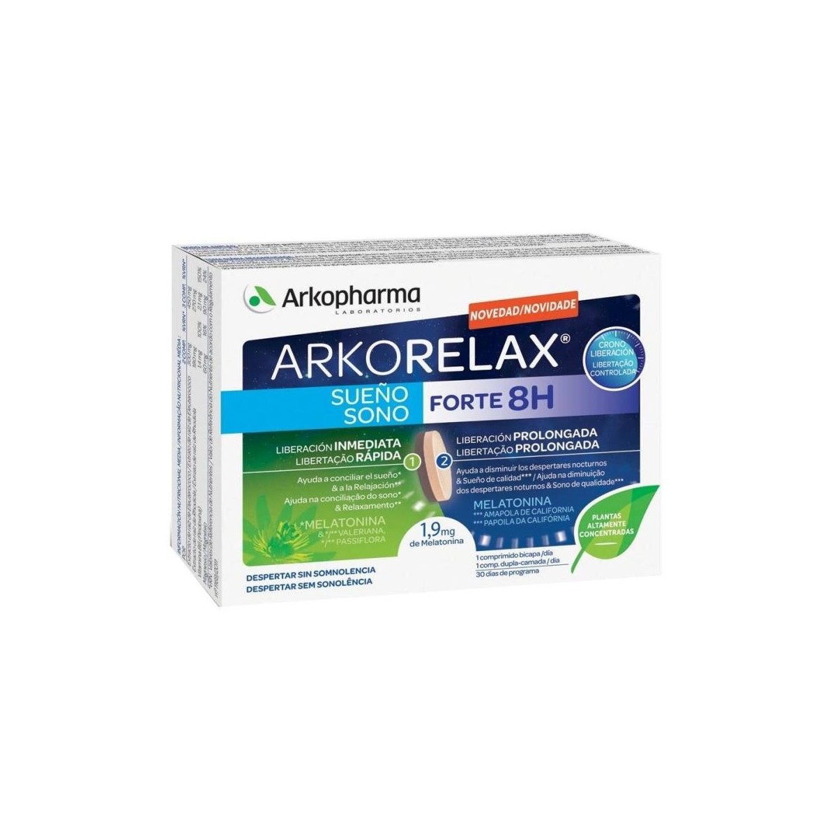 arkorelax sueno forte 8 horas 30 comprimidos