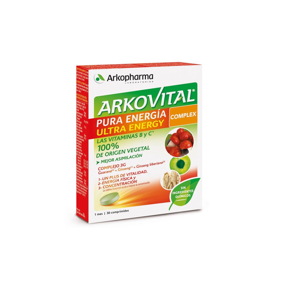 arkovital pura energia complex 30 comprimidos