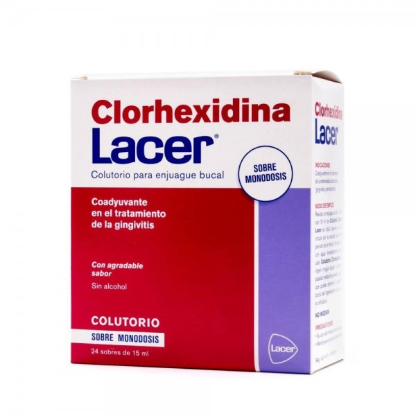 lacer colutorio clorhexidina 15 ml x 24 sobres monodosis