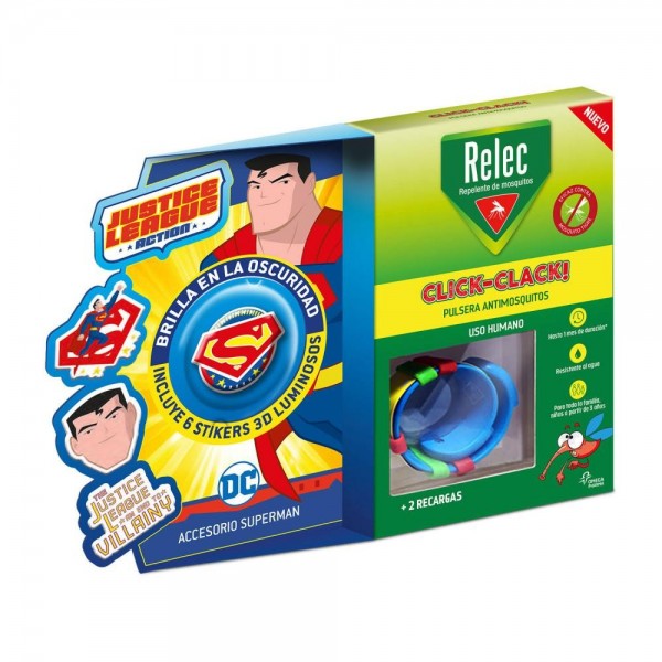 relec pulsera antimosquitos click clack superman