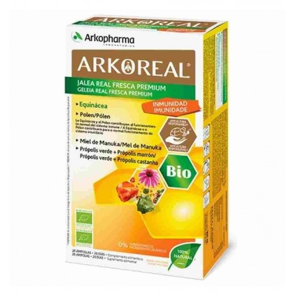 arkoreal jalea real fresca premium inmunidad bio 20 ampollas