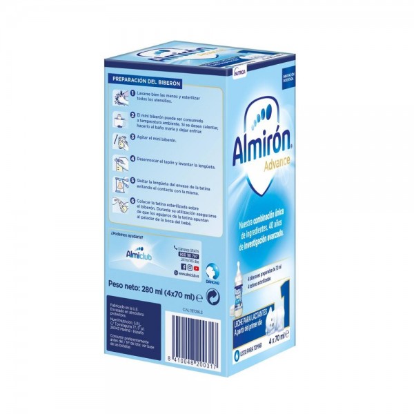 almiron advance 1 minibiberones 70 ml
