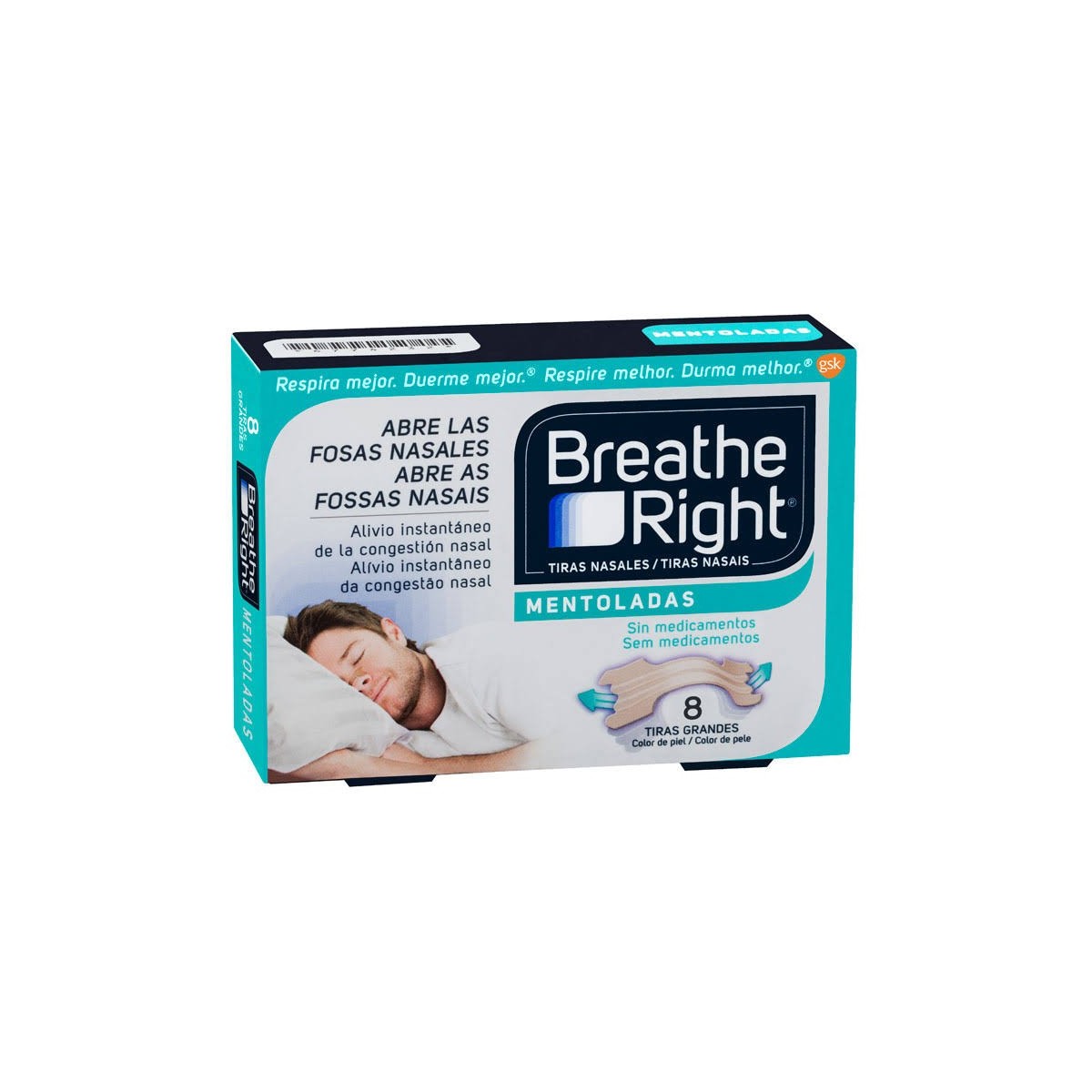 breathe right mentoladas 8 tiras grandes