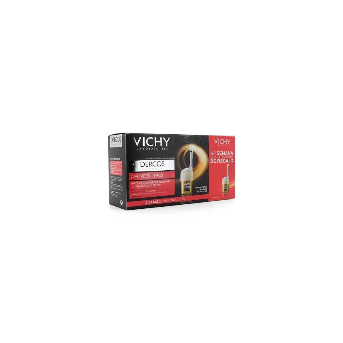 vichy dercos aminexil pro hombre tratamiento capilar anticaida triple accion 2 cajas de 18 monodosis 7 monodosis de regalo