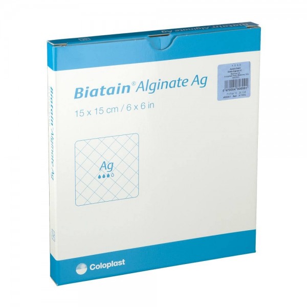 biatain alginate ag aposito esteril 15 x 15 cm
