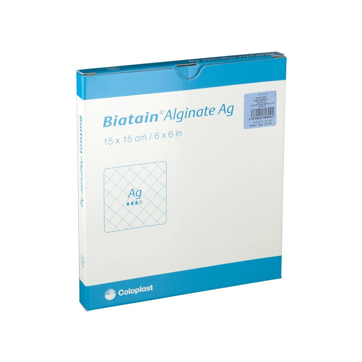 biatain alginate ag aposito esteril 15 x 15 cm
