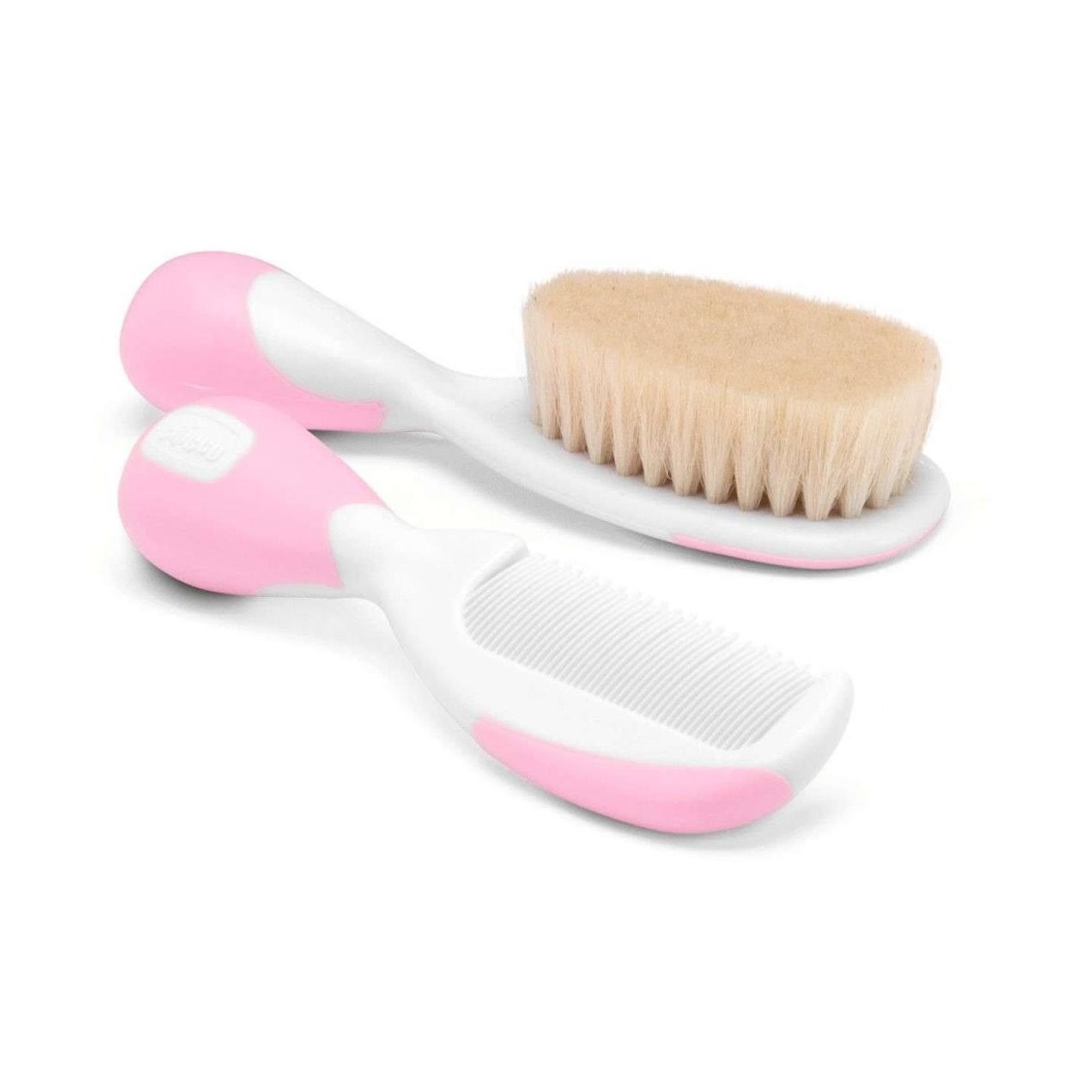 chicco cepillo y peine pelo natural rosa