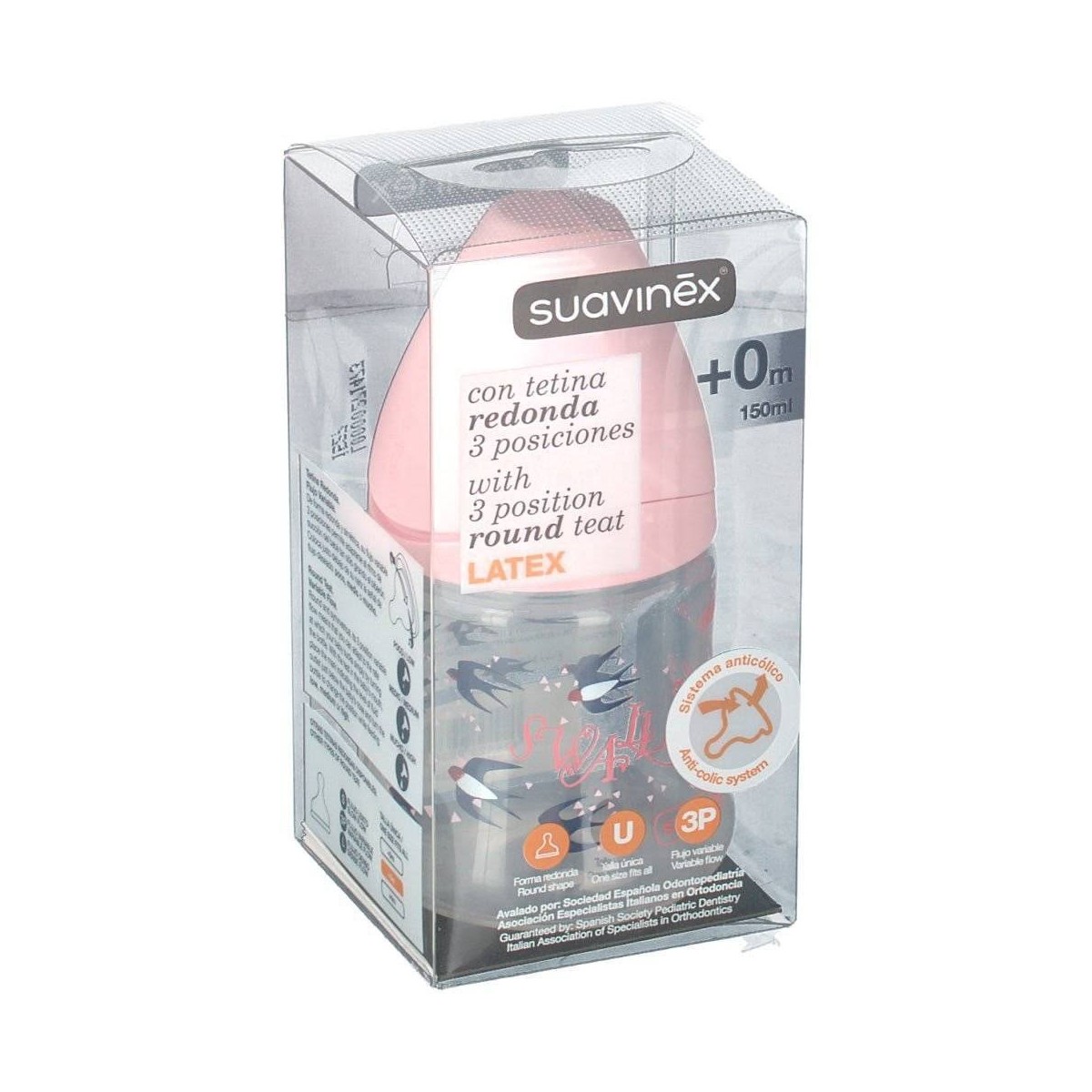 suavinex biberon boca ancha con tetina 3 posiciones 150ml